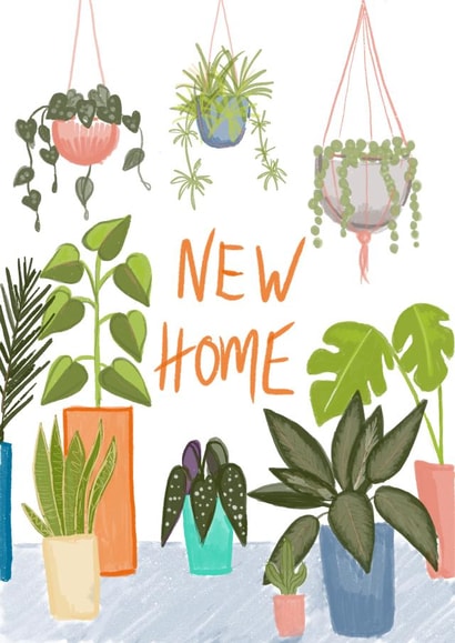Pretty Illustrated New home card - for plant lover created by Stephanie Webb-Bowen