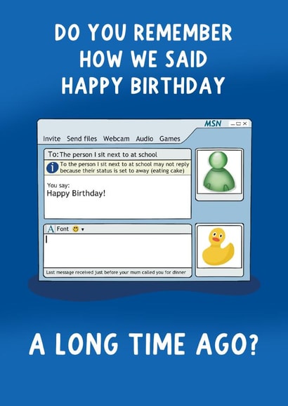 Nostalgic birthday card - MSN Birthday - 90s retro created by Pickled Prints