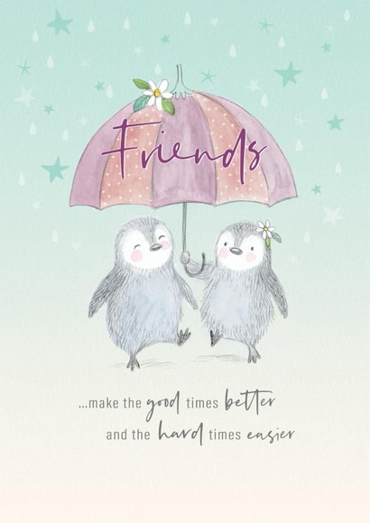 Cute Love & Friendship Card - Umbrella Penguins created by Orchard Design House