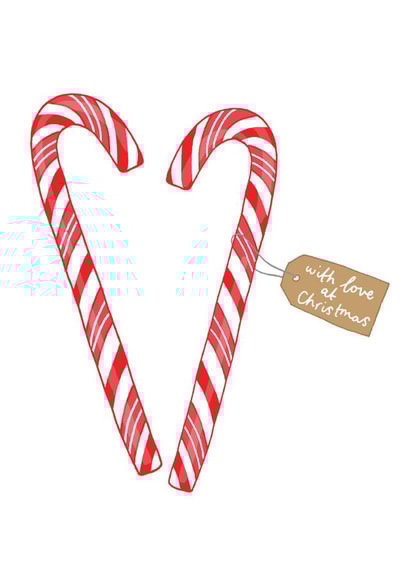 Cute Friendship Christmas Card - Candy Canes - With Love At Christmas created by You've Got Pen On Your Face