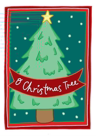 Cute Christmas Card - Wintery Christmas Tree Scene - O Christmas Tree created by You've Got Pen On Your Face