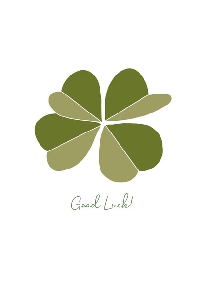 Good Luck Clover Card - Green Good Luck - Four Leaf Clover created by Brightapril Art