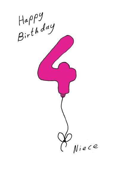 Cute 4th Birthday Card - Niece - Balloons created by A Ray of Sunshine Cards
