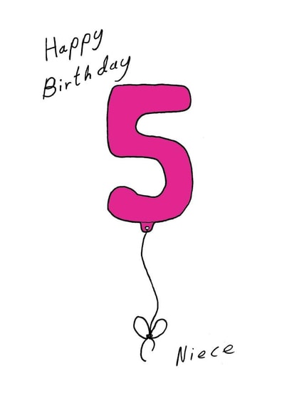 Cute 5th Birthday Card - Niece - Balloons created by A Ray of Sunshine Cards