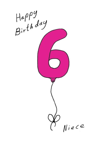 Cute 6th Birthday Card - Niece - Balloons created by A Ray of Sunshine Cards