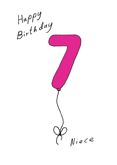 7th Birthday Card for your niece - pink seventh Balloon created by A Ray of Sunshine Cards