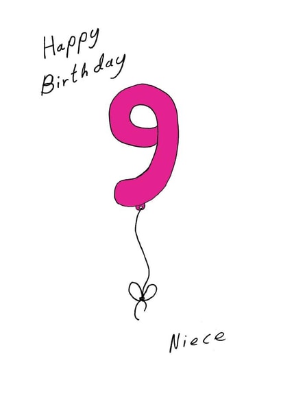 Cute 9th Birthday Card - Niece - Balloons created by A Ray of Sunshine Cards