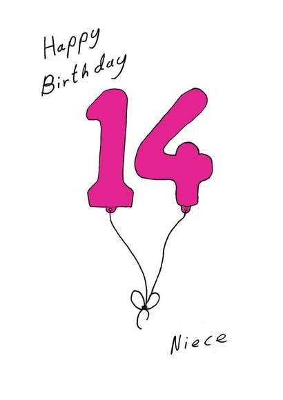 Cute Birthday Card -14th - Niece created by A Ray of Sunshine Cards