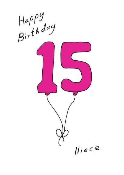 Cute Birthday Card - 15th - Niece created by A Ray of Sunshine Cards