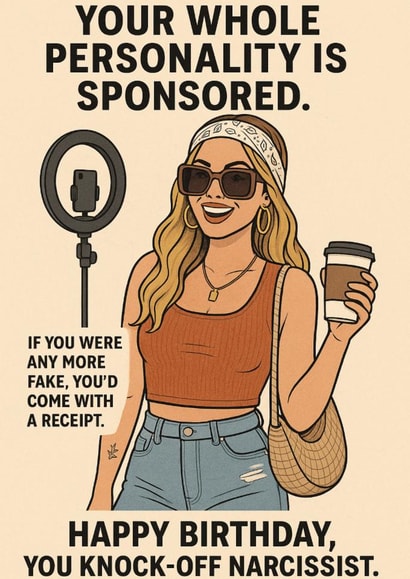 Funny Birthday Card - Influencer Joke created by ZFG Cards