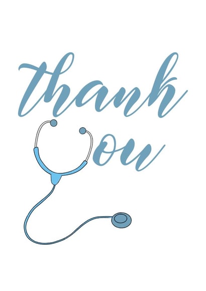 Cute Blue Medical Thank You Card for Doctor, Nurse, Hospital, Healthcare Worker created by Gemma Jones