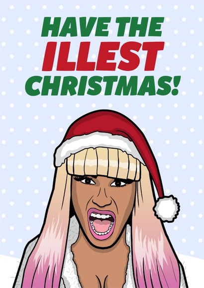 Funny Celebrity Nicki Christmas Card For Hip Hop Fan created by HollerPop
