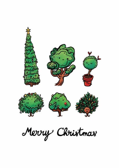 Cute Christmas cards for your love ones with festive trees ready to celebrate created by Julien Decaudin