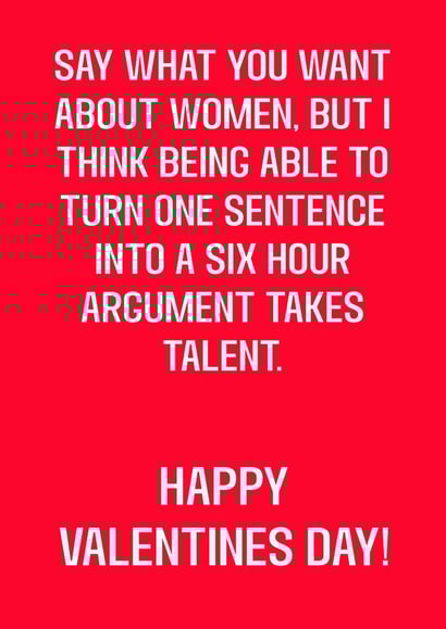 Funny Valentines Day Card - Relationship Argument Joke created by ZFG Cards