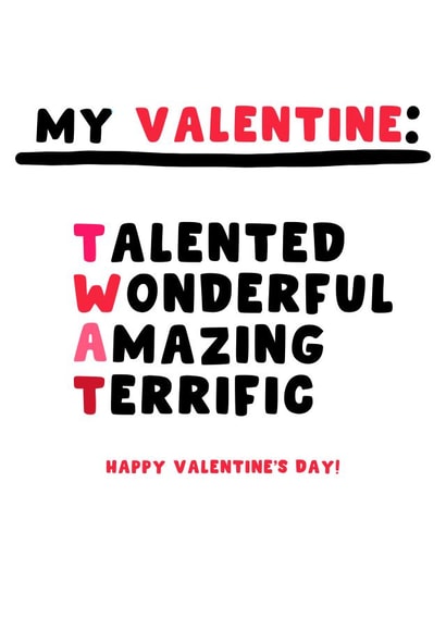 Cheeky Valentines Card - Twat - Partner created by Pink Peach Cards