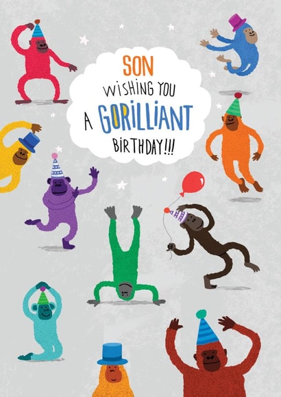Funny Birthday Card - Son - Gorilla Party created by Pencilface