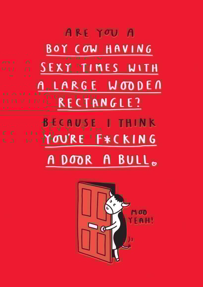 Funny Valentine Card - Are You A Boy Cow? created by mungo and shoddy