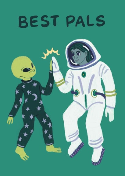 Fun Friendship Card For Your Best Friend - Alien & Astronaut - Best Pals created by summerdawnart