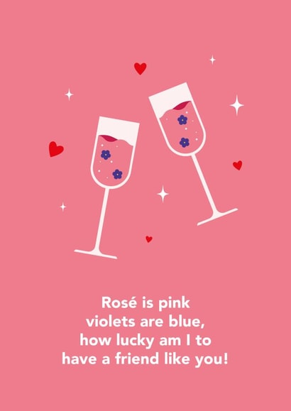 Heartfelt Galentine's Day Card - Rosé Is Pink Violets Are Blue created by Dani White