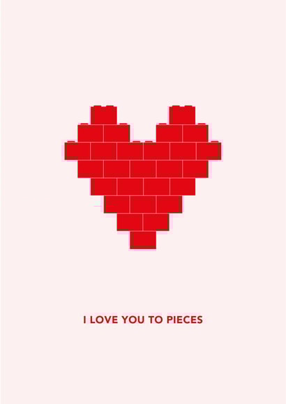 Cute Valentine's Day Card - I Love You To Pieces - Lego Heart created by Dani White