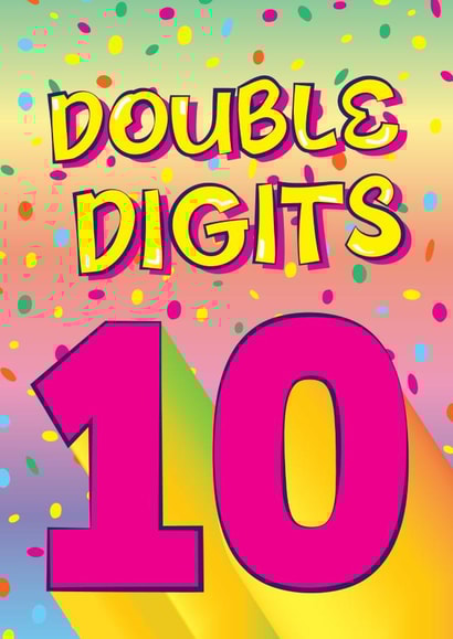 Bright and colourful Double Digits 10th Birthday Card created by Fran Hennessy, Shimmy Shimmy Yay! 