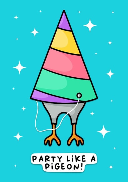 Silly Birthday Card - Party like a pigeon! Perfect for kids and grown ups too! created by Wafflemamaart