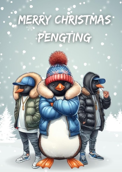 Top Boy Penguins Merry Christmas Pengting created by Apexity Greetings