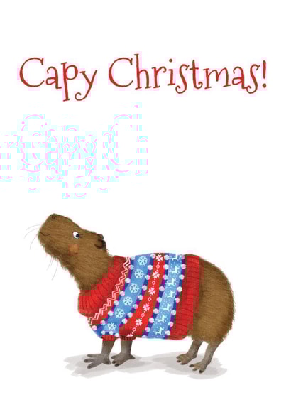 Wish someone a 'Capy Christmas' with this cute capybara card created by LeopardyNonsense