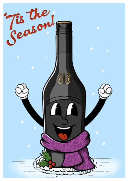 Fun crème liquor Christmas card. created by Sheridan Irvine