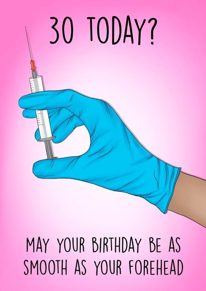Funny 30th Birthday Card - Botox created by Poppy & Mabel 