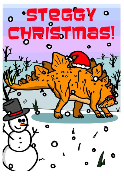 Fun Stegosaurus Dinosaur Christmas Card - Steggy Christmas created by Tee Rex