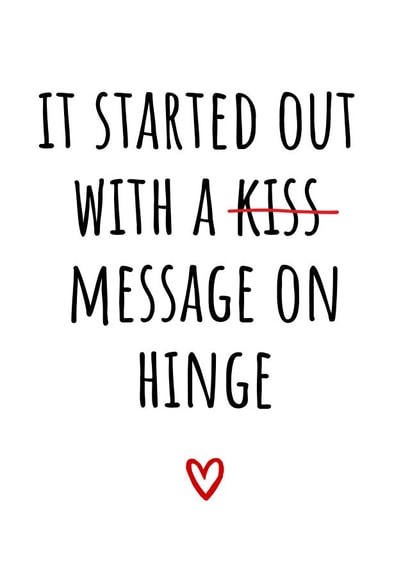 Funny Valentine’s Day card - Hinge couple created by Amy (Hedgecards)