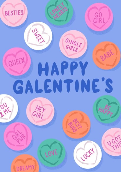 Love Hearts Valentine's card - Happy Galentine's created by Jessie Maeve Studio
