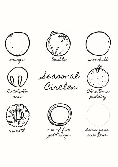 Christmas card - Seasonal Circles - selection of festive circular sketches created by Harry Joseph