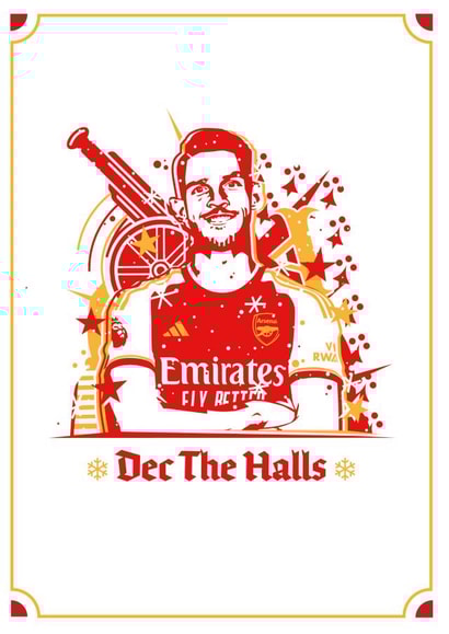 Declan Rice Arsenal Christmas Card - Dec The Halls created by Joe Baines Graphic Design and Illustration