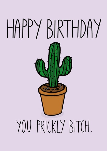Cute Birthday Card - you prickly b*tch! created by Emily Buchanan