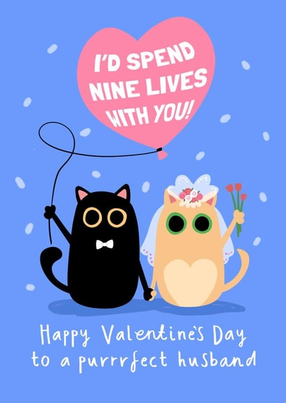 Scaredy Cat Valentine’s Day Card for a Purrrfect HUsband ! Nine Lives Balloon created by Running with Scissors