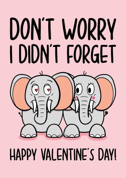 Cheeky Elephant Valentines Day Card - Didn't Forget! created by TeePee Creations