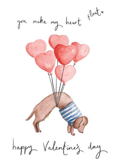 Cute Valentines Card - Sausage Dog - You Make My Heart Float created by Making Meadows Ltd
