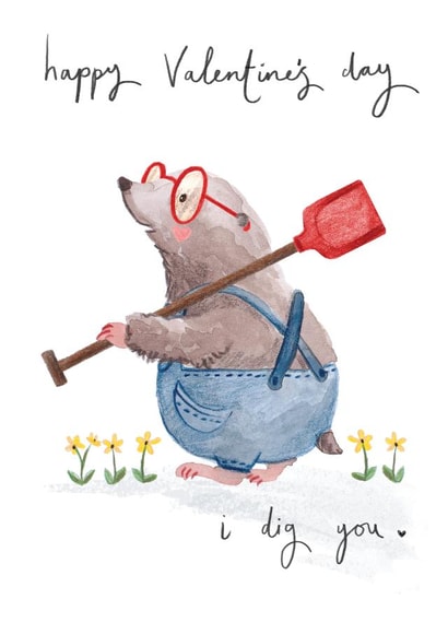 Cute Valentines Card - Punny Mole - I Dig You created by Making Meadows Ltd