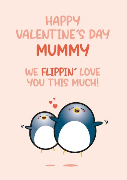 Cute Valentine's Card For Mum - Funny Penguins - From The Kids created by Twisted Haggis