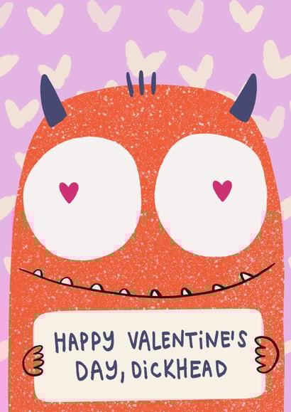 Cheeky Valentine's Card - Love Monster - Dickhead created by Sarah Harding
