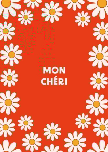 Mon Cheri - Cute Retro Flowers Romantic Card- Valentines Day created by Essentially Nomadic Designs