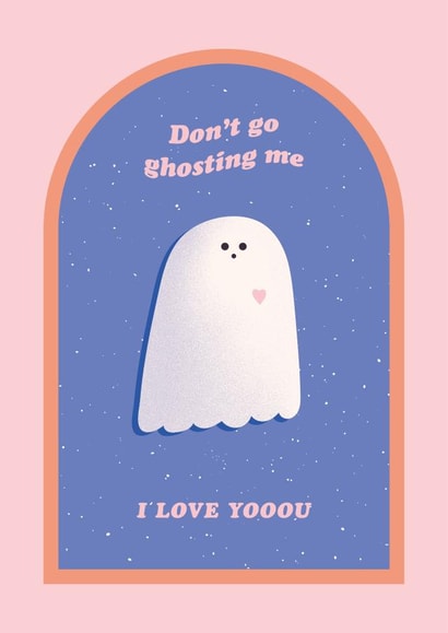 Cute Ghost Valentines Card - Don't go Ghosting me created by Pig + Plums