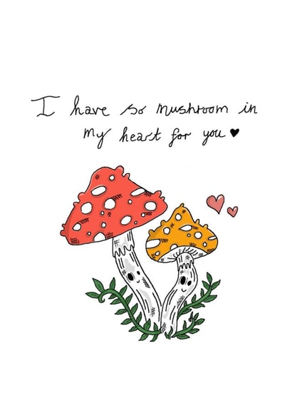 Cute Mushroom Love card // Valentines Day// Anniversary Card created by Aweirdandwonderful🍄