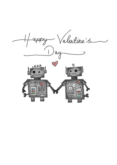 Cute Robot Valentine's Day Card // Nerdy Love Card // Robot love card created by Aweirdandwonderful🍄