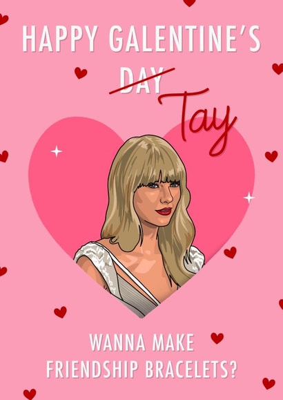 Cute Happy Galentine’s Card - Taylor Swift - Friendship Bracelets created by The Girl Next Draw Cards
