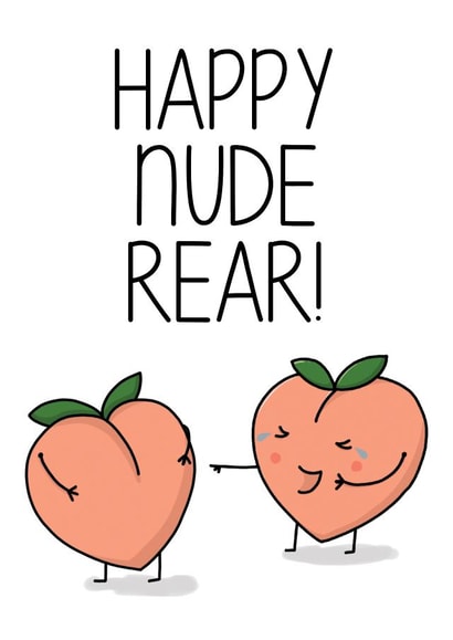 Funny New Year Card - Nude Rear Peach created by Leanneco.Studio