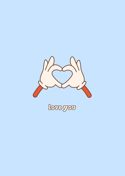 Love You Retro Style Illustration Valentine's Day Card created by Kate Rucker