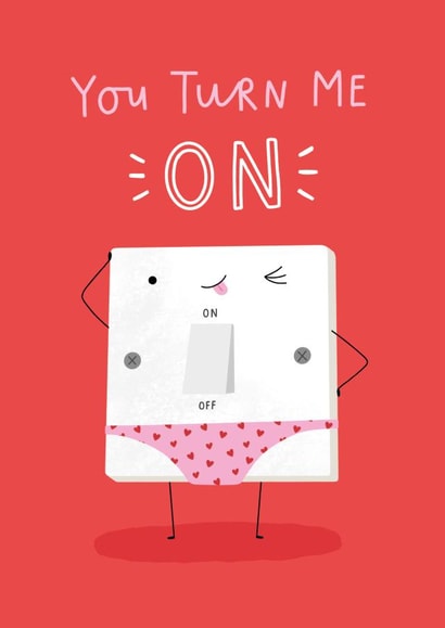 Punny Valentines Card - You turn me on created by Jess Moorhouse